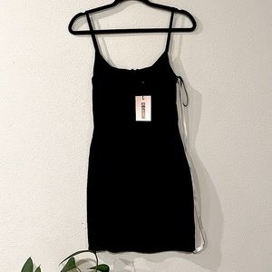 Silky fabric (faux), black, mini dress
